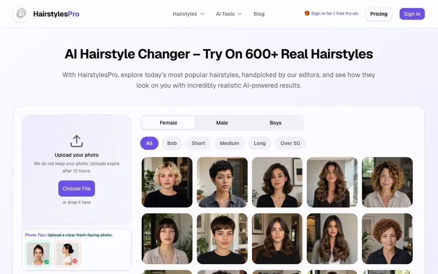 HairstylesPro website preview